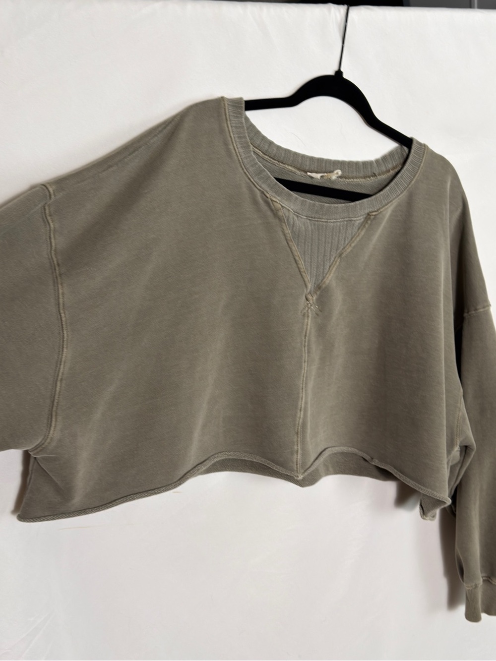 Peach Love California Washed Olive Cropped Sweatshirt - Picture 6 of 8